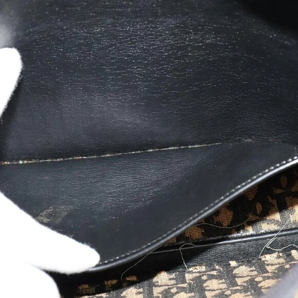 Christian Dior Trotter Canvas Shoulder Bag Navy Gold Auth - Picture 13 of 16